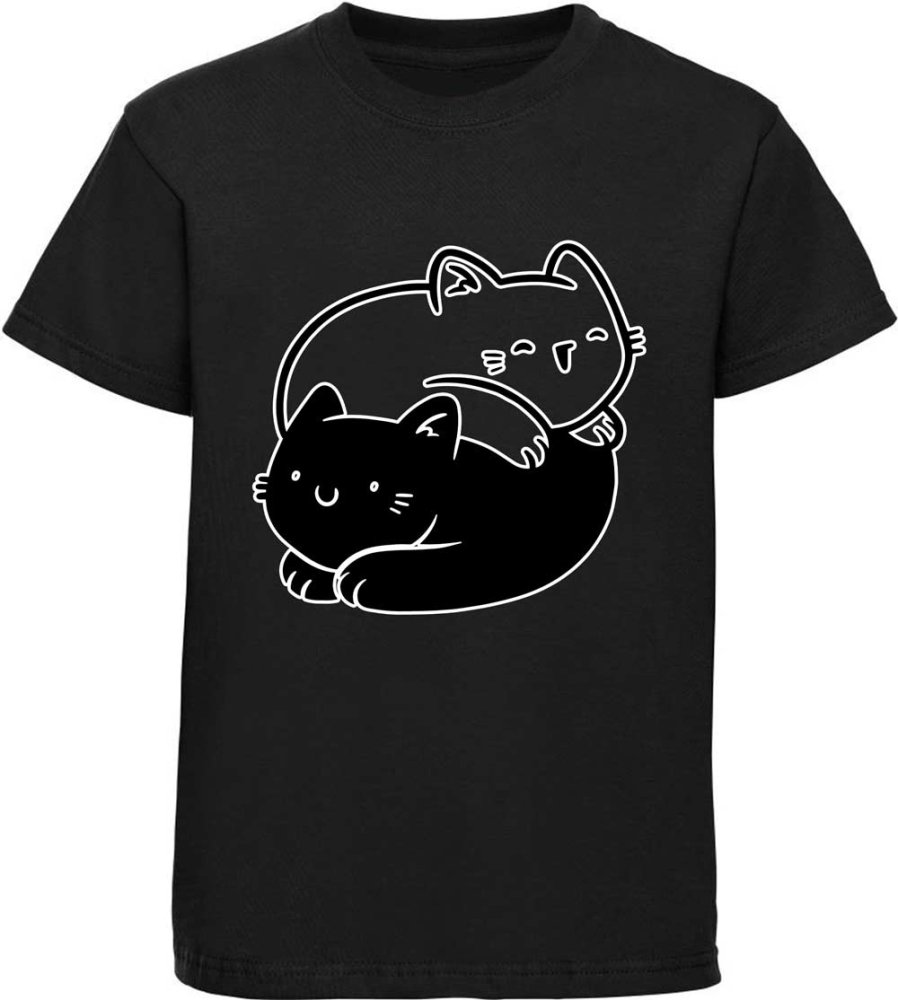 Printed boys T-shirt with cat Yin Yang